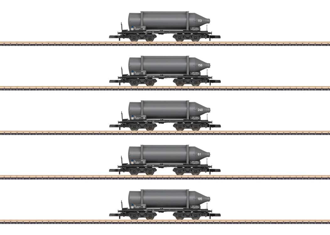 Carbide Container Car 5-Pack - Ready to Run -- SKW Trostberg (Era IV, black, gray container)