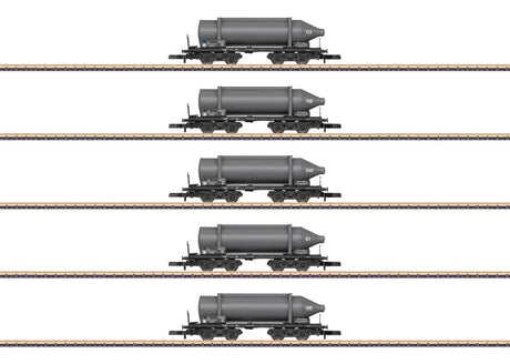Carbide Container Car 5-Pack - Ready to Run -- SKW Trostberg (Era IV, black, gray container)