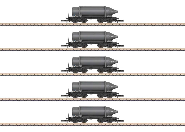 Carbide Container Car 5-Pack - Ready to Run -- SKW Trostberg (Era IV, black, gray container)