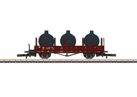 Type Kklm 431 Stake Car w/Oil Container Load - Ready to Run -- German Federal Railroad DB (Era IV, Boxcar Red)