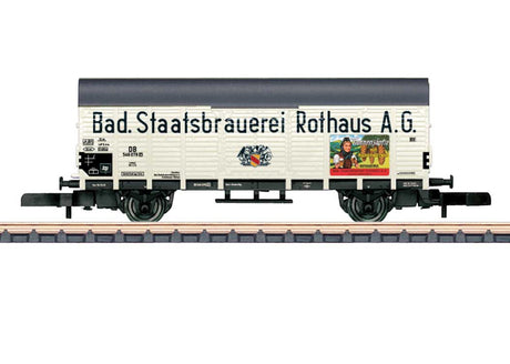 Type Gl 11 Dresden Wood Boxcar - Ready to Run -- Bad. Staatsbrauerei Rothaus #546_078 (Era III, white, gray, black)