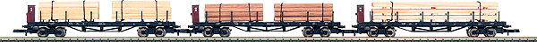 3-Car Flatcar Set -- DRG