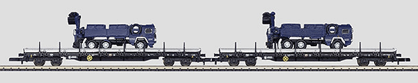 Flatcar Set w/Emergency Services Trucks w/loading crane -- DB