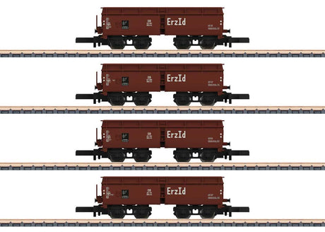 Type OOtz 44 Hopper 4-Pack - Ready to Run -- German Federal Railroad DB (Era III, Boxcar Red)