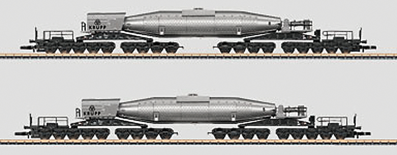 Steel Works 18-Axle Hot Metal Torpedo Ladle Car 2-Pack - Ready to Run -- Krupp (Era III/IV, silver)-1
