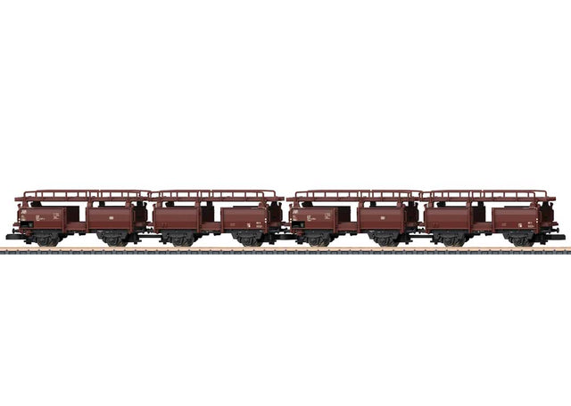 Type Laae 2-Unit Auto Transport Car 2-Pack - Ready to Run -- German Federal Railroad DB (Era IV, Boxcar Red)