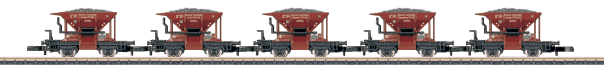 Talbot Ballast Car w/Real Ballast Load 5-Pack - Ready to Run -- German Federal Railroad DB (Era II-V, brown)