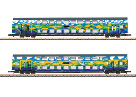 Type DBpza 753.5 & DABpza 758.5 Bi-Level Coach Set - Ready to Run -- German Railroad DB AG (Era VI 2024, Touristik Scheme, blue, green)-1
