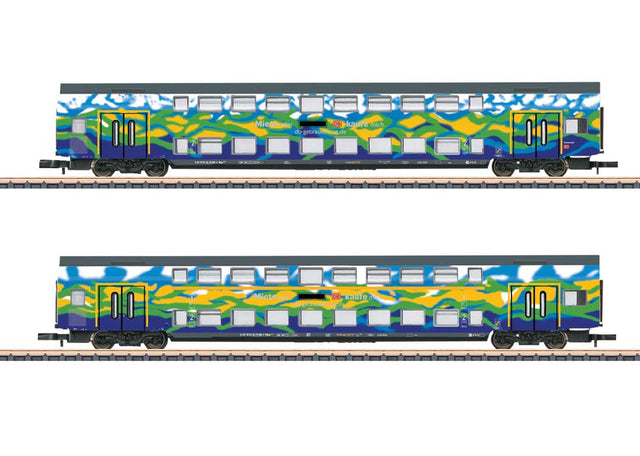 Type DBpza 753.5 & DABpza 758.5 Bi-Level Coach Set - Ready to Run -- German Railroad DB AG (Era VI 2024, Touristik Scheme, blue, green)-1