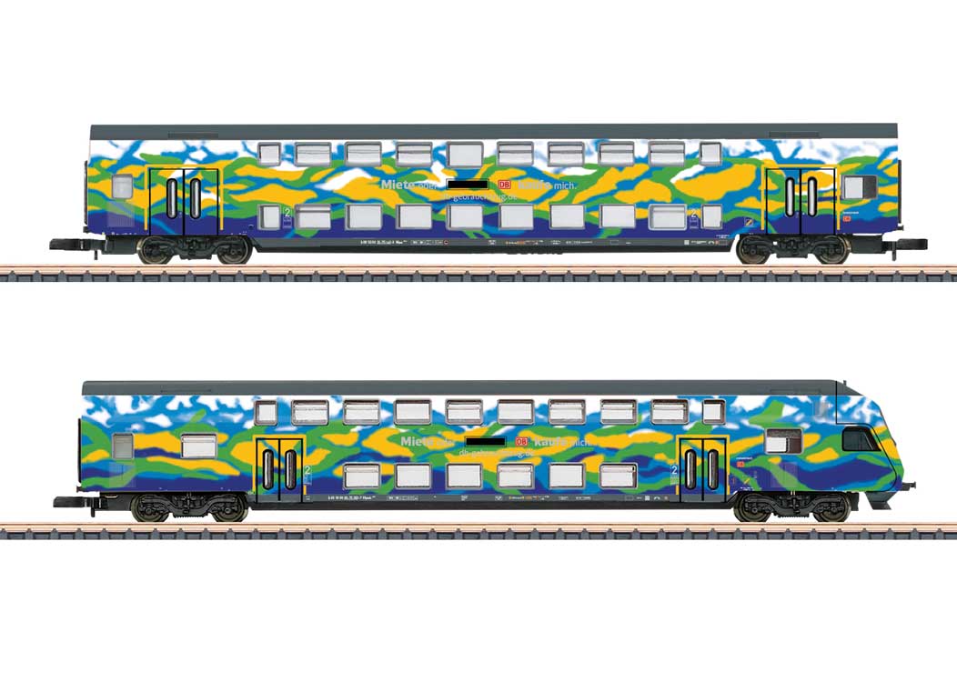 Type DBpza 753.5 Coach & Dbpbzfa 765.6 Bi-Level Cab Coach Set - Ready to Run -- German Railroad DB AG (Era VI 2024, Touristik Scheme, blue, green)-1