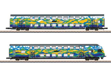 Type DBpza 753.5 Coach & Dbpbzfa 765.6 Bi-Level Cab Coach Set - Ready to Run -- German Railroad DB AG (Era VI 2024, Touristik Scheme, blue, green)-1