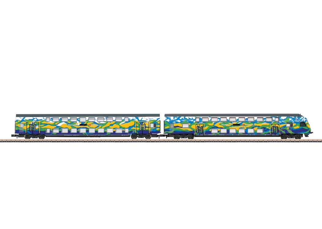 Type DBpza 753.5 Coach & Dbpbzfa 765.6 Bi-Level Cab Coach Set - Ready to Run -- German Railroad DB AG (Era VI 2024, Touristik Scheme, blue, green)-2