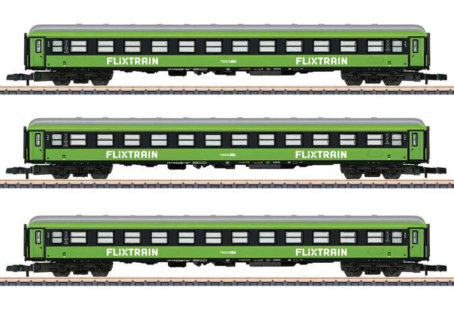 Type Bmmz 264.4F and 264.4 Coach 3-Pack - Ready to Run -- Flixtrain (Era VI 2020, green, black, white)