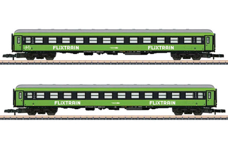 Type Bmmdz 268.7F and 264.4F Coach Set - Ready to Run -- Flixtrain (Era VI 2020, green, black, white)