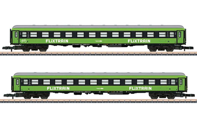 Type Bmmdz 268.7F and 264.4F Coach Set - Ready to Run -- Flixtrain (Era VI 2020, green, black, white)