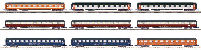 Eurofima Passenger 9-Car Display - Exclusiv -- 9 Different Cars