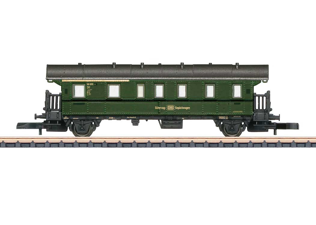 Type Pwghs Auxiliary Baggage Car - Ready to Run -- German Federal Railroad DB (Era III, green, gray)