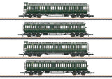 Type AB4 & 3-B4 Compartment Car Set - Ready to Run -- German Federal Railroad DB (Era III, green, gray)-1