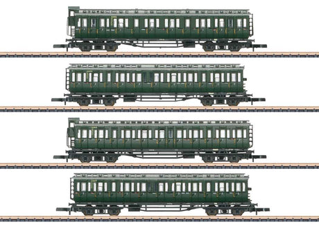 Type AB4 & 3-B4 Compartment Car Set - Ready to Run -- German Federal Railroad DB (Era III, green, gray)-1