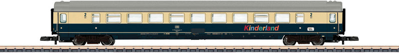 Type Bpmz 291.2 2nd Class Coach - 3-Rail - Ready to Run -- German Federal Railroad DB (Era IV 1988, ocean blue, ivory, Kinderland Car)