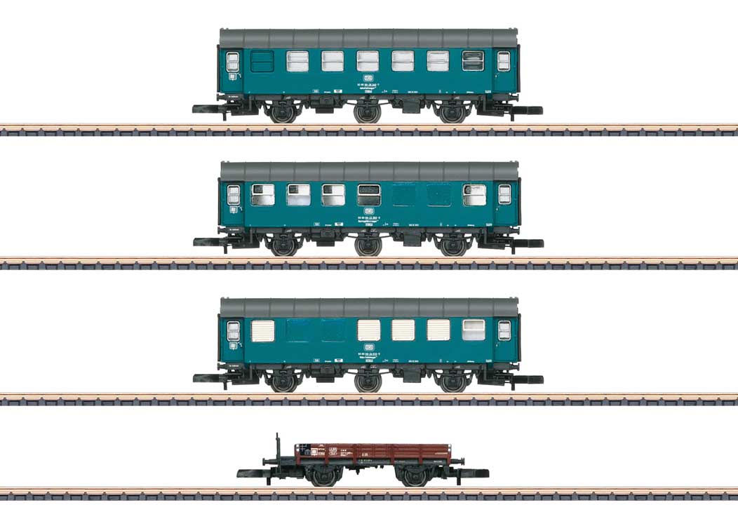 Work Train w/Type 456, 407, 427 & Kklmmo 490 Cars - Ready to Run -- German Railroad DB AG (Era IV, blue, gray, black)