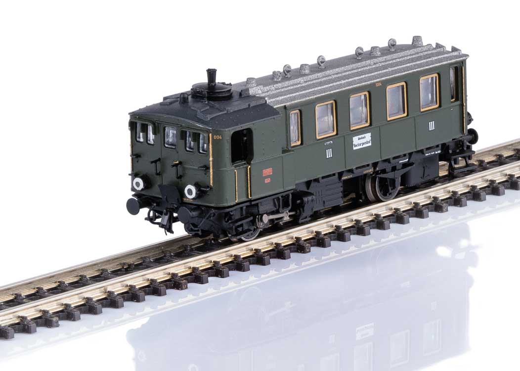 Class Kittel CidT 8 Steam-Powered Rail Car - Standard DC -- Grand Ducal Baden State Railroad G. Bad. Sts. B. (Era I 1915, green, silver)-1