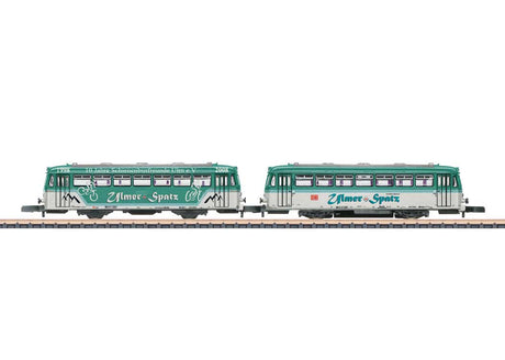 Class 798 Diesel Railcar w/998 Trailer   - Standard DC -- German Railroad DB Regio DB AG Ulmer Spatz (Era VI 2008, green, blue, white)