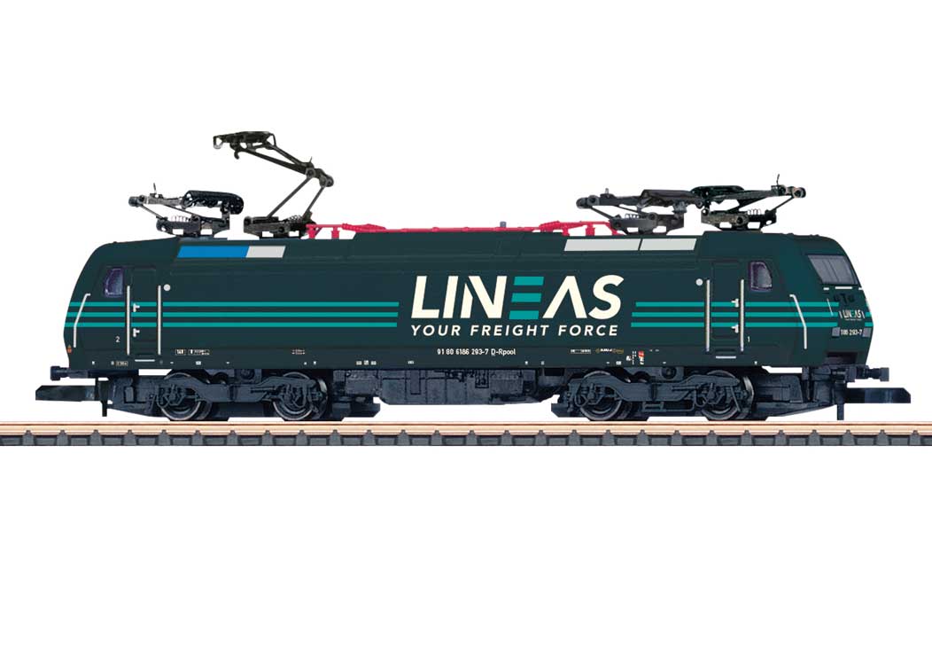 Class 186 Traxx Electric - Standard DC -- Lineas (Era VI, green, white, blue)