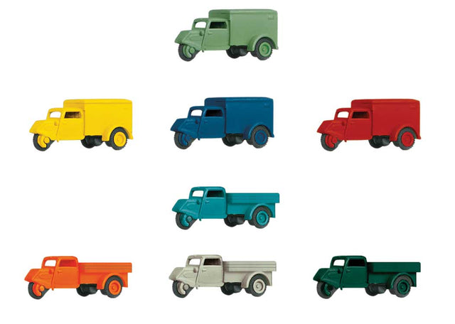Tempo 3-Wheel Delivery Truck 8-Pack - Assembled -- 4 Each Box Body and Low-Side (mixed colors)