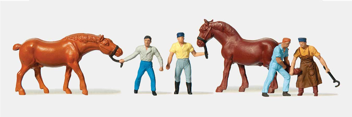 Blacksmith Shop -- 4 Workers, 2 Horses