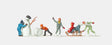 Children with Snowman and Sled -- pkg(6)