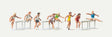 Female Track Runners -- 8 Hurdle Jumpers and 80 Hurdles