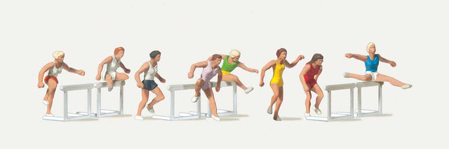 Female Track Runners -- 8 Hurdle Jumpers and 80 Hurdles