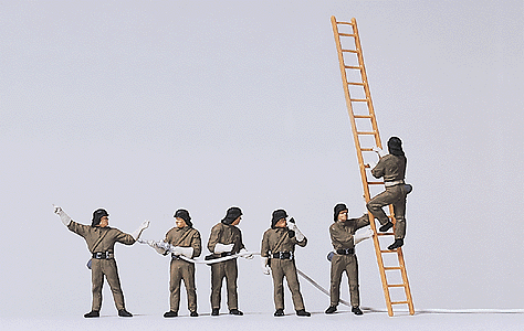 Emergency Workers -- German Firemen w/Ladder