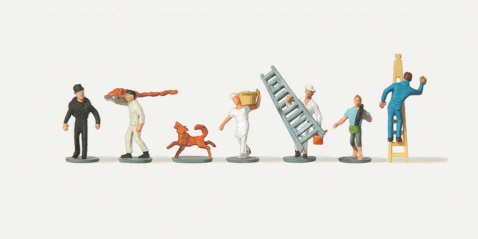 Tradesmen with Accessories and Dog -- pkg(6)