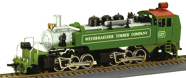 2-6-6-2T Articulated Logger (No Tender) - Standard DC -- Weyerhaeuser Timber Co. #127 (green, silver, Tuscan)