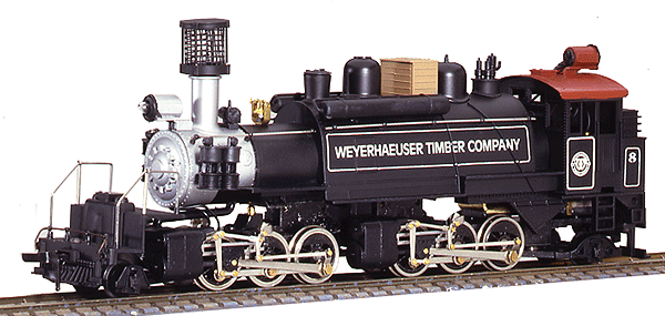 2-6-6-2T Articulated Logger (No Tender) - Standard DC -- With Spark Arrestor & Oil Bunker, Weyerhaeuser Timber Co. #8 (black, silver)