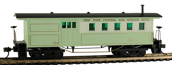 1860s-Era Wood Combine - Ready to Run -- New York Central & Hudson River (green)
