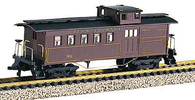 Old-Time Long Wood Caboose -- PRR