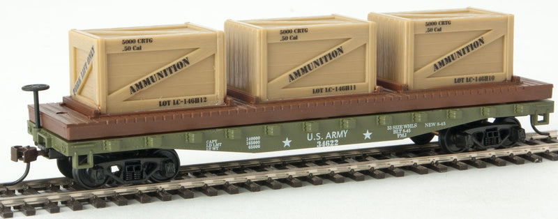 Flatcar w/Crate Load - Ready to Run -- US Army