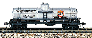 35' Tank Car -- Gulf - New Road Number (silver, black & orange details)