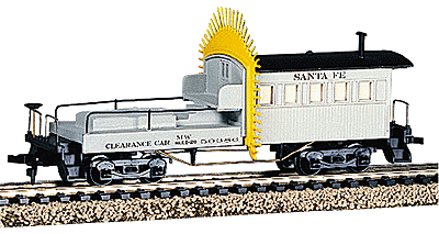 Maintenance of Way Equipment (MOW) - Clearance Check Car -- ATSF (gray, black, yellow)