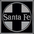 Embossed Die-Cut Metal Sign -- Santa Fe (Black background)