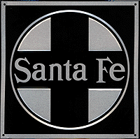 Embossed Die-Cut Metal Sign -- Santa Fe (Black background)