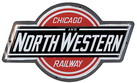 Embossed Die-Cut Metal Sign -- Chicago & North Western