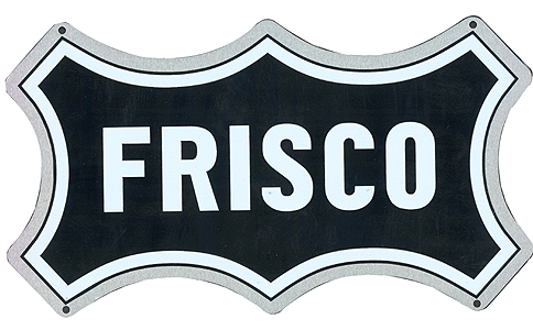 Embossed Die-Cut Metal Sign -- St. Louis - San Franciso "Frisco" (black, white)