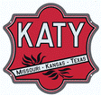 Embossed Die-Cut Metal Sign -- Missouri-Kansas-Texas "Katy" (red, black, white)