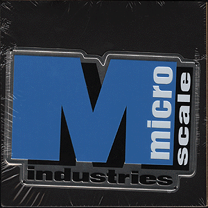 Embossed Die-Cut Metal Sign -- Microscale Logo (blue, black, white)