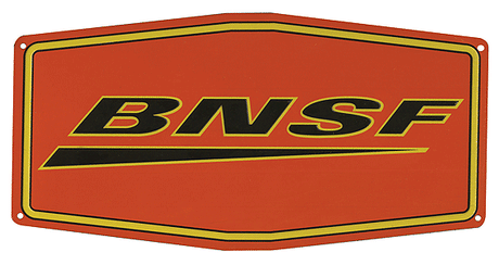 Embossed Die-Cut Metal Sign -- Burlington Northern & Santa Fe (Swoosh Logo)