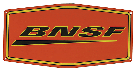 Embossed Die-Cut Metal Sign -- Burlington Northern & Santa Fe (Swoosh Logo)